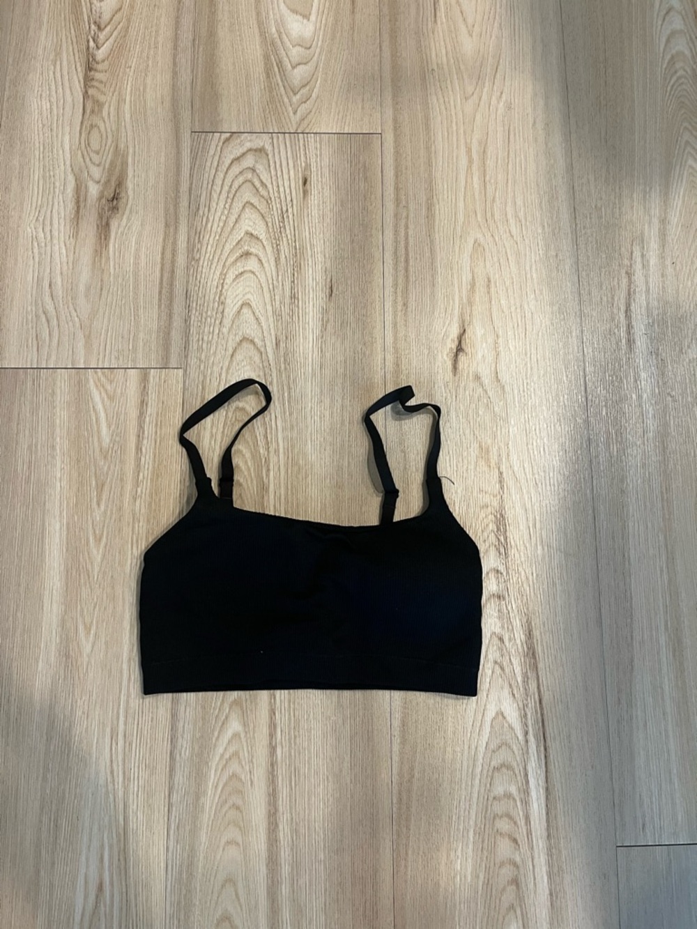 aerie Black Ribbed Bralette